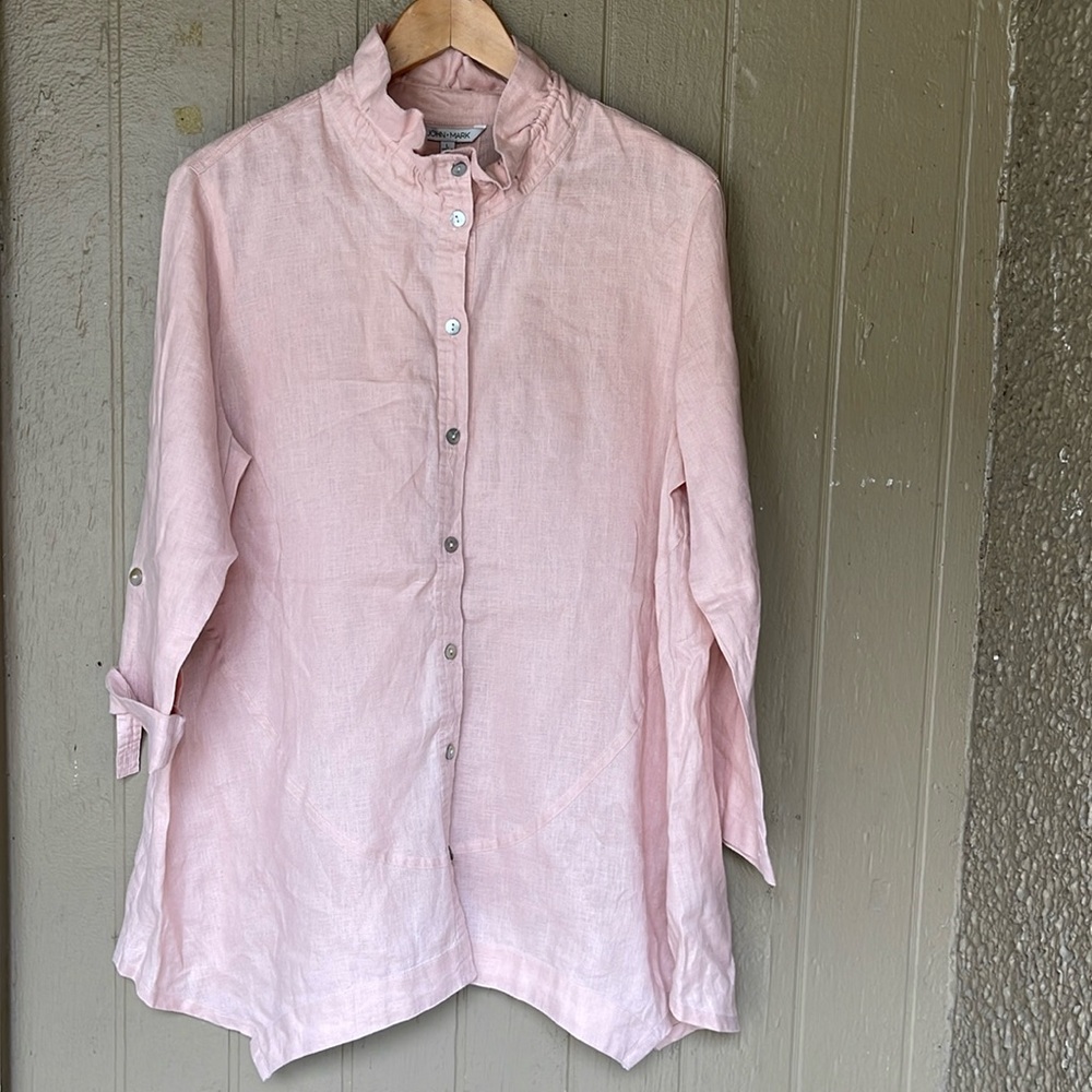 John Mark pink linen top